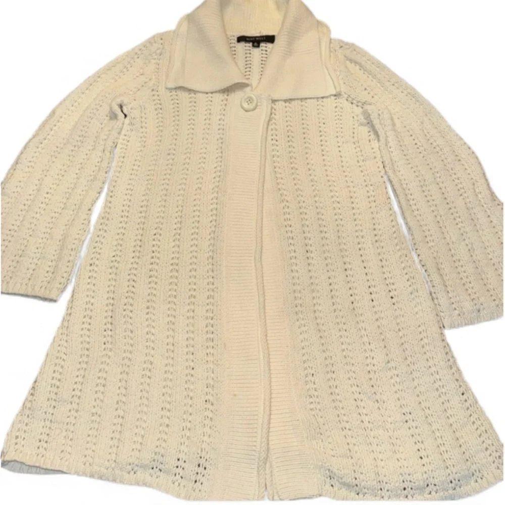 NINE WEST VANILLA CREAM KNIT CARDIGAN SWEATER SIZE XL